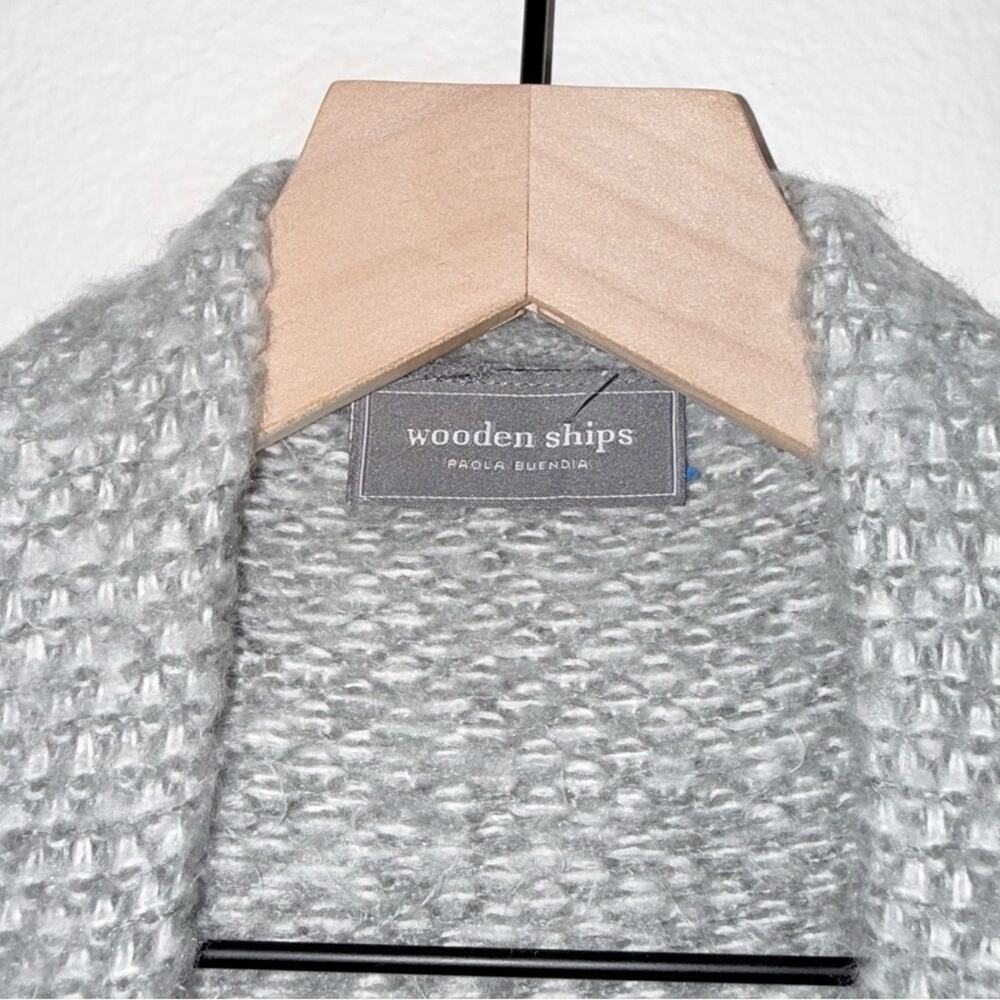 WOODEN SHIPS mohair wool blend open front long line cozy cardigan L - Picture 4 of 5
